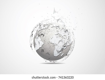 Global network connection. World map point and line composition concept of global business. Vector Illustration