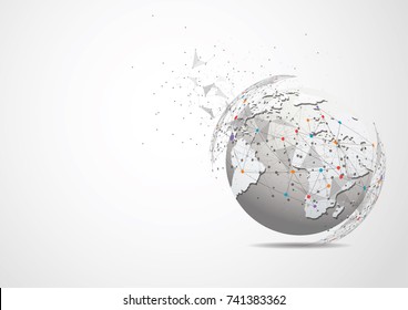 Global network connection. World map point and line composition concept of global business. Vector Illustration