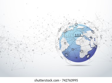 Global network connection. World map point and line composition concept of global business. Vector Illustration