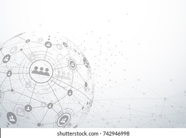 Global network connection. World map point and line composition concept of  business. Vector Illustration