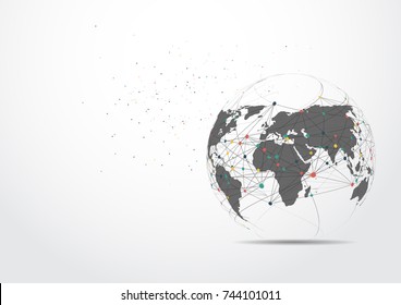 Global network connection. World map point and line composition concept of global business. Vector Illustration