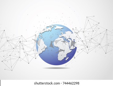Global network connection. World map point and line composition concept of global business. Vector Illustration