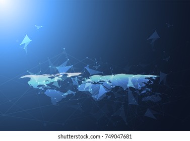 Global network connection. World map point and line composition concept of global business. Vector Illustration