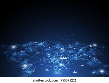 Global network connection. World map point and line composition concept of global business. Vector Illustration