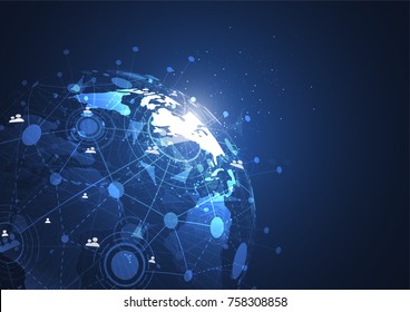 Global network connection. World map point and line composition concept of global business. Vector Illustration