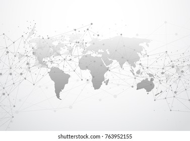 Global network connection. World map point and line composition concept of global business. Vector Illustration