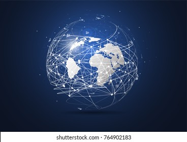 Global network connection. World map point and line composition concept of global business. Vector Illustration