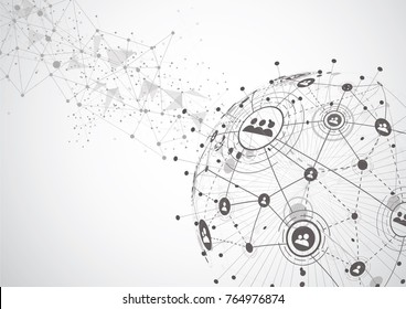 Global network connection. World map point and line composition concept of global business. Vector Illustration