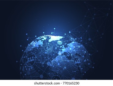 Global network connection. World map point and line composition concept of global business. Vector Illustration