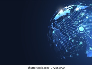 Global network connection. World map point and line composition concept of global business. Vector Illustration