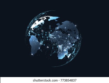 Global network connection. World map point and line composition concept of global business. Vector Illustration