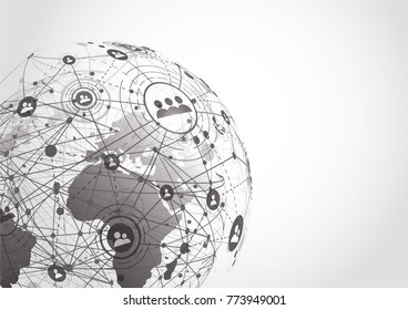 Global network connection. World map point and line composition concept of global business. Vector Illustration