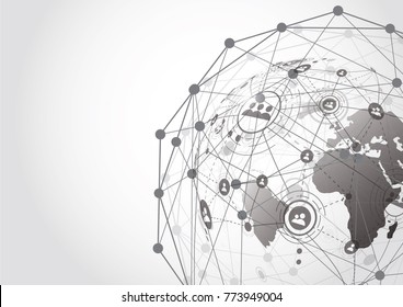 Global network connection. World map point and line composition concept of global business. Vector Illustration