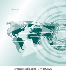 Global network connection. World map technology composition concept of global business. Vector Illustration.