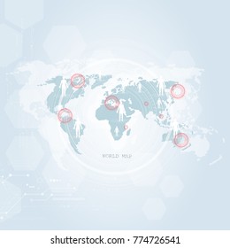 Global network connection. World map technology composition concept of global business. Vector Illustration.
