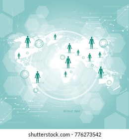 Global network connection. World map technology composition concept of global business. Vector Illustration.