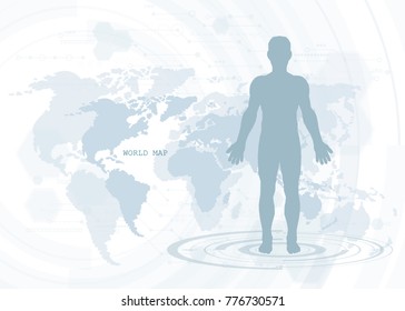 Global network connection. World map technology composition concept of global business. Vector Illustration.