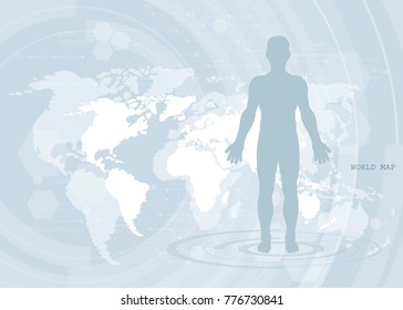 Global network connection. World map technology composition concept of global business. Vector Illustration.