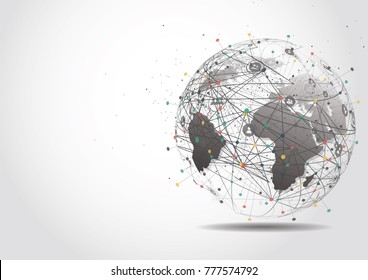 Global network connection. World map point and line composition concept of global business. Vector Illustration