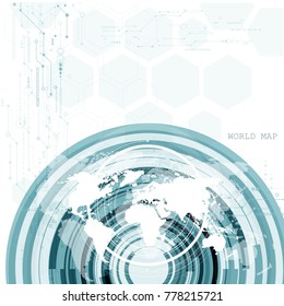 Global network connection. World map technology composition concept of global business. Vector Illustration.