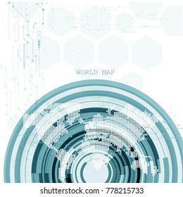 Global network connection. World map technology composition concept of global business. Vector Illustration.