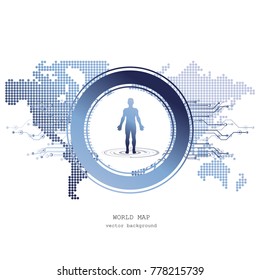Global network connection. World map technology composition concept of global business. Vector Illustration.