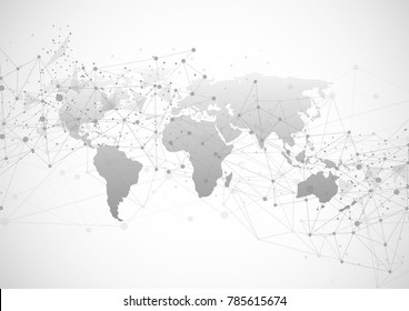 Global network connection. World map point and line composition concept of global business. Vector Illustration