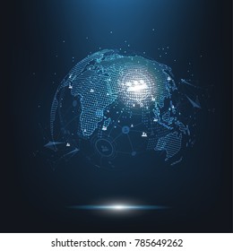 Global network connection. World map point and line composition concept of global business. Vector Illustration