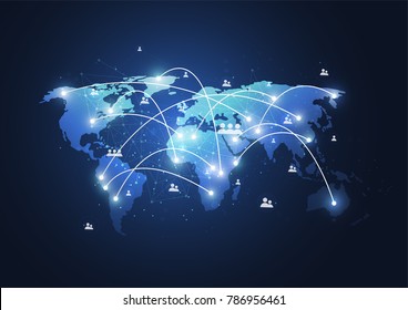 Global Network Connection. World Map Point And Line Composition Concept Of Global Business. Vector Illustration