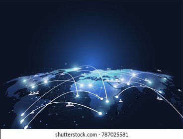 Global Network Connection. World Map Point And Line Composition Concept Of Global Business. Vector Illustration