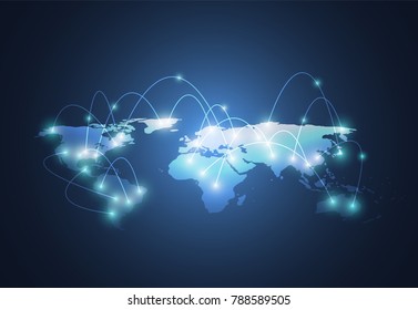 Global network connection. World map point and line composition concept of global business. Vector Illustration