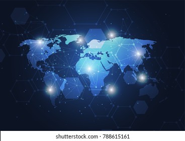 Global network connection. World map point and line composition concept of global business. Vector Illustration