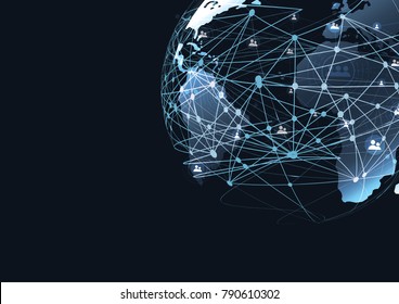 Global network connection. World map point and line composition concept of global business. Vector Illustration