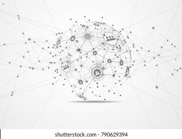 Global network connection. World map point and line composition concept of global business. Vector Illustration