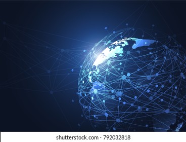 Global network connection. World map point and line composition concept of global business. Vector Illustration