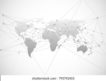 Global network connection. World map point and line composition concept of global business. Vector Illustration