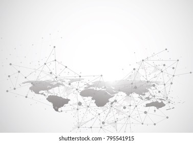 Global network connection. World map point and line composition concept of global business. Vector Illustration