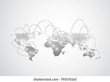 Global network connection. World map point and line composition concept of global business. Vector Illustration