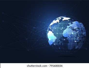 Global network connection. World map point and line composition concept of global business. Vector Illustration