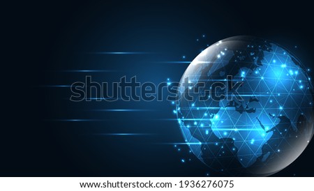 Global network connection World map abstract technology background global business innovation concept
