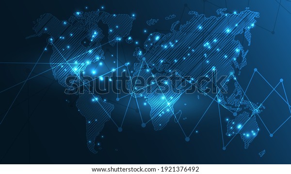 Global network connection\
World map abstract technology background global business innovation\
concept\
