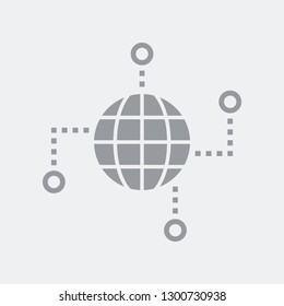 Global Network Connection Worldwide. Flat And Isolated Vector Illustration Icon With Minimal And Modern Design