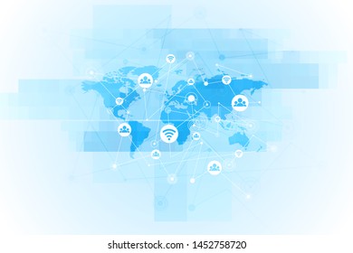 Global network connection.Abstract background technology  graphic design. Connecting dots and lines.Internet connection.Vector illustration