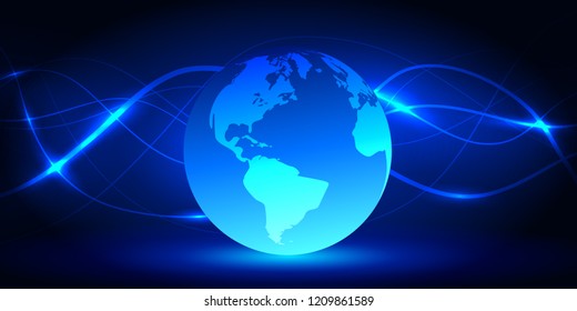 Global network connection.Graphic abstract background with wavy lines. Vector Illustration