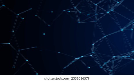 Global network connections with glitch effect. Abstract vector neural networks in cyberspace. Futuristic grid artificial intelligence. Technology virtual cyber dynamic.