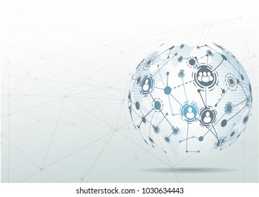 Global network connections icon points and lines with social connection and networking concept of global business.-Vector Illustration
