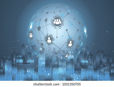 Global network connections icon points and lines with social connection and networking concept of global business.-Vector Illustration 