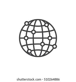 global network connections line icon, outline vector sign, linear pictogram isolated on white. logo illustration
