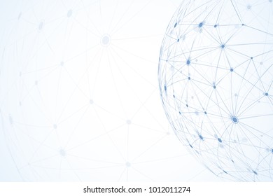 Global network connections with points and lines. Wireframe background. Abstract connection structure. Polygonal space background. Vector illustration.