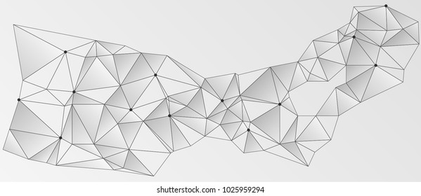 Global network connections with points and lines. Interlinked nodes concept. Scientific presentation background. Network nodes. Block chain, social media, big data cloud structure of connected points.
